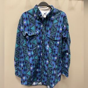 Vintage Roper Blue and Green Patterned Shirt